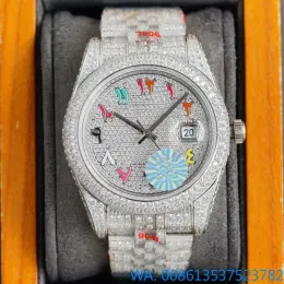 Orologio da polso con pietre di moda da uomo di lusso con diamanti di marca Numeri arabi meccanici automatici 41mm 1: 1 Orologio in acciaio inossidabile con zaffiro impermeabile con specchio in acciaio inossidabile 904L