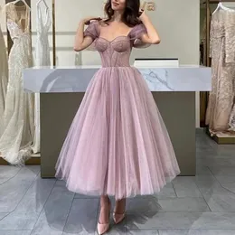 Sexy rosa querida vestidos de baile boêmio tule sem costas formal festa vestidos de noite robe de mariee feito sob encomenda