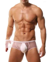 Cuecas masculinas cueca plana ângulo gelo seda sem costura totalmente transparente cintura baixa ultra boxer shorts