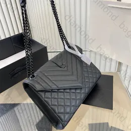 Schwarze Diamantgitter-Umhängetaschen, Umhängetasche mit Umschlagkette, V-Muster-Handtasche, weiche Ledertaschen, Designer-Damentasche, hochwertige Luxus-Handtaschen mit Geschenkbox