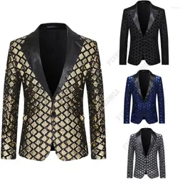 Men's Suits Mens Black Sequins Nightclub Suit Jacket Slim Fit One Button Blazer Men Party Disco Prom Stage Clothes For Singers Costume Homme