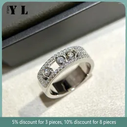 Klusterringar av hög kvalitet 925 Sterling Silver Mobile Diamond Summer Versatile Minimalist Ring