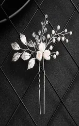Peach Prom Bride Bridesmaid Hårtillbehör Pearl Hair Pin Clip Luxury Crystal Rhinestone Wedding Hairpins Sticks For Women JCF016059963