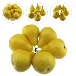 Party Decoration 6pcs Pear Artificial Fruit Pears For Home Shop Supermarket Props Desk Office Restaurant Kitchen Yellow