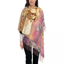 Женские шарфы с большим рисунком Сары Кей, женская зима-осень, толстая теплая шаль с кисточками, кавайный шарф для девочек
