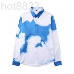 Men's Casual Shirts Designer European American Most Hot Models Shirt Men Retro Fashion Classic Blouses Couple Style Wave Embroidery Decoration Design Spring 0B4Z