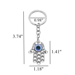 Keychains Lanyards L Hamsa Hand Keychain Evil Eye Sier Fatima Protection Charms Blue Good Luck Key Holder For Attaching To Keys And Ba Am5Np