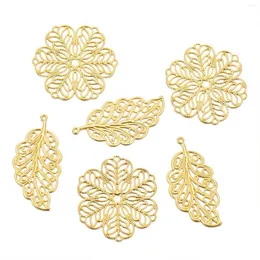 Breloques 10 pièces 304 en acier inoxydable Reteo fleur feuille pendentifs couleur or pour la fabrication de bijoux collier à faire soi-même Bracelet résultats