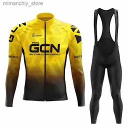 Conjuntos de camisa de ciclismo Pro Gcn Team Autumn Cycling Jersey Set Bib Pants Ropa Mountain Bike Jersey 9D Gel Calças de ciclismo Long Seve Suit Q231107