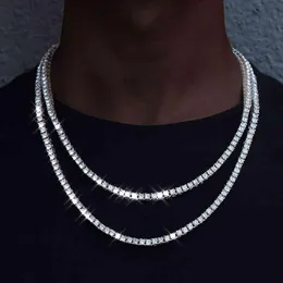 2021 Fashion 1 Row Rhinestone Necklaces Men's Hip Hop Rap Singer Ice Tennis Chain Shiny Women's Necklace236g