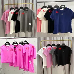 Сплошная летняя футболка Wang для женщин, одежда для одежды, печати, футболка с короткими рукавами.