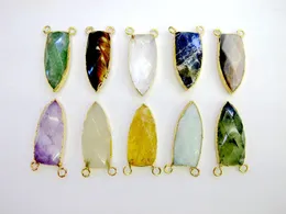 Pendant Necklaces Mystic-Mixed Natural Gem Stone 5pcs/lot Faceted Healing Point Jewelry Necklace 2loops