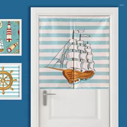 Gardin Medelhavskarta Blue Ocean Anchor Door Linen Tapestry Study Home Decor Bedroom Kitchen Noren