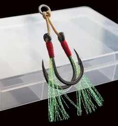 Fishing Hooks Sea 5/0 7/0 Fish Assist Hook Twins Double Fishery Fishhooks Jig Slow Feather For Attract