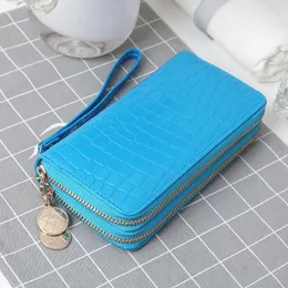 Wallets Shiny Women Wallet Leather 2023 Fashion Coin Purses Red Blue Beige Black Purple Ladies Carteira Feminina