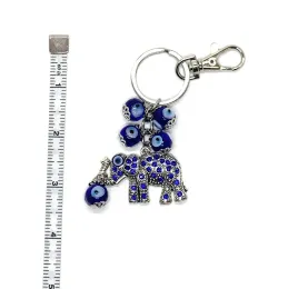 Keychains Lanyards L Bravo Team Lucky Sier Elephant Head With Big Evil Eye And Blue Crystal Eyes Keychain Sign For Good Luck Blessing Amurl