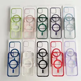 iPhone 용 자석 Magsafe 무선 충전 전화 케이스 15 14 13 12 11 Pro Clear Acrylic Cover
