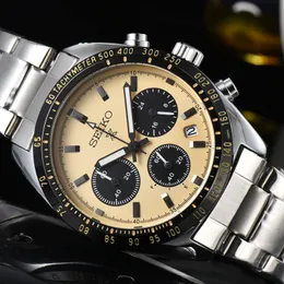 Наручные часы Seik 2023 Мужские часы Шесть игл Все циферблаты работают Кварцевые часы Высокое качество Лучший люксовый бренд Часы с хронографом Стальной ремешок Мода Montre de luxe