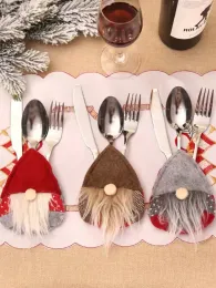 NEW Swedish Santa Gnome Tableware Bag Fork Knife Cutlery Holder Silverware Bag Christmas Party Table Dinner Decor FY3955