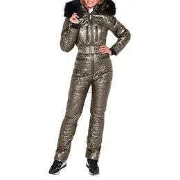 Andra sportartiklar En bit skiddräkt Kvinnor Jackor Vinter huva Jumpsuit Kvinnor Bomullsbodysuit Sashes Jumpsuits Zipper Overalls Tracksuits nya HKD231106