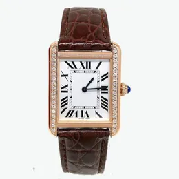 Роскошные женские запястья часы танк -часы для женщин Механическое алмазное розовое золото платиновые квадратные квадратные часы для лиц из нержавеющей стали Элегантный подарок для леди