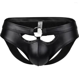 Underpants Men Sexy G-string Backless Thong Man Jockstrap Leather Brief Erotic Lingerie Briefs Underwear Gay Penis Pouch Underpant