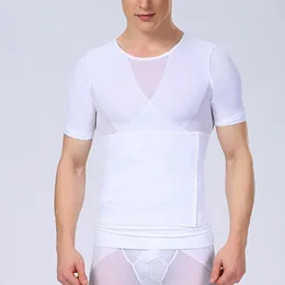 Men's T Shirts Mens Slimming Shapewear With Zipper Short Sleeve Shirt Top Body Shaper Net Nylon Compression T-shirts K2