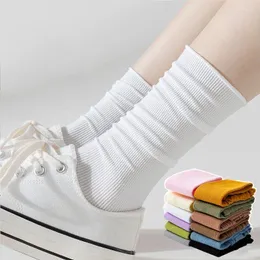 Frauen Socken Sommer Süßes Samt Lose Strick Nylon Dünne Frühlingsröhrchen weiche atmungsaktive lange Strümpfe Feste Farbe