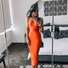 Casual Kleider Adyce 2023 Sommer Frauen Ärmelloses Verbandkleid Sexy Spaghettibügel Orange Bodycon Abend Runway Club Party Vestido