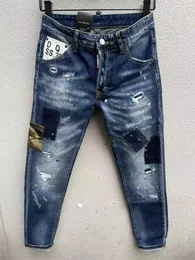Mens Jeans Fashion Brand Mens Tashing slitna trasiga färglokomotiv Jeans D100 230404