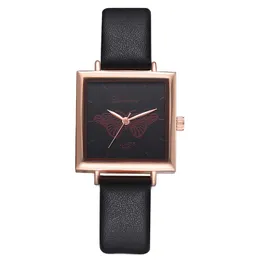 Orologi da ragazza HBP Quadrante quadrato in oro rosa Movimento al quarzo Orologio da donna Orologio da polso casual Coppia di orologi da polso Cinturino in pelle