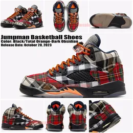 New Plaid 5 Jumpman Basketball Shoes Total Total Orange Dark Womens 5S Sneakers Unclude Univers