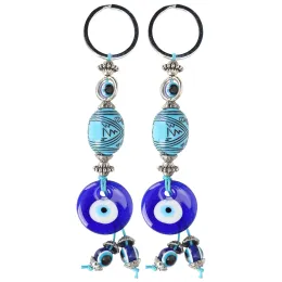 Keychains Lanyards L Turkish Blue Evil Eye Lucky Glass Pendant Key Ring Eyes Light Holder Keychain Drop Delivery Amcyl