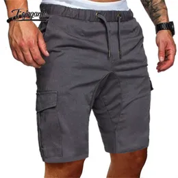 Men's Shorts FOJAGANTO Men Summer Shorts Casual Fashion Drawstring Sports Shorts Solid Color Fitness Running Five-Point Shorts Men 230404