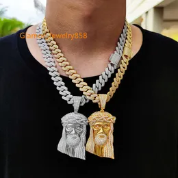 Hot Sell Diamond 925 Sterling Silver Men Fashion Hip Hop Jewelry Iced Out Custom Cartoon Moissanite Jesus Necklace Pendant