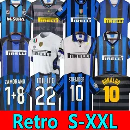 2009 Milito Sneijder Zanetti Retro Soccer Jersey Eto'o Football 1995 97 98 99 01 02 03 Djorkaeff Baggio Adriano Milan 10 11 07 08 09 Inter Mię