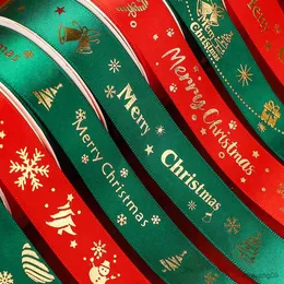 Décorations de Noël 5M Ruban de Noël imprimé Ruban de polyester de Noël pour la conception faite à la main Décoration de Noël 2023 Boîte-cadeau Packin R231106