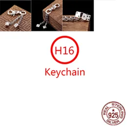 H16 S925 Sterling Silver Keychain Fashion Car Keychain Bag Buckle Cross Flower Letter Pendant Personalized Punk Hip Hop Jewelry Style Gift for Lovers