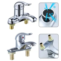 Bathroom Faucet Double-Hole Basin Hot And Cold Water Faucet Bathroom Sink Mixing Valve Switch Stainless Steel Sink Mixer Tap
