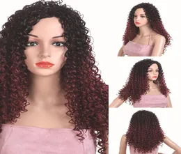 Parrucca per capelli Euro Amierica ad alta temperatura afro riccia vino rosso onda lunga donna 0399632744