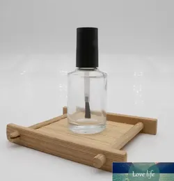 Nova garrafa de esmalte vazio com pincel recipiente reciclável tampa preta de vidro transparente de vidro de vidro armazenamento de bastidores 15ml