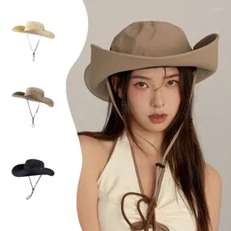 Berets Panama Women's Outdoor Sunshade Fisherman Hat Sunscreen Mountain Climbing Big Brim Cap H156