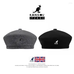 Baskenmützen KANGOL Winter Känguru-Kürbis-Kappe Fleece Sboy britische Herren- und Damen-beiläufige Woll-Landlord-Yuppie-Malermütze
