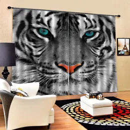 Decorazione domestica moderna Tenda oscurante 3D Tenda stereoscopica realistica Testa di tigre Foto 3D Tende per la finestra del soggiorno