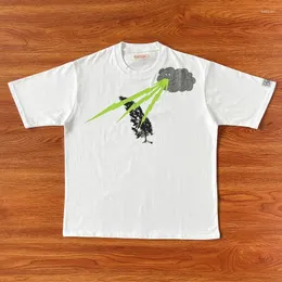 Herr t-skjortor trädtryck kapital kvinnors t-shirts vit ren bomull casual 1: 1 överdimensionerade korta ärmar