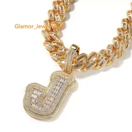 Collana personalizzata con nome baguette con diamanti, lettera maiuscola, alfabeto, ciondolo con gioielli di lusso da uomo, 18 carati