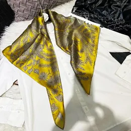 Szaliki BYSIFA | Kobiety żółty jedwabny Mulberry Scarf Zima marka kwiatowa design kwadratowy moda hidżabs bufanda