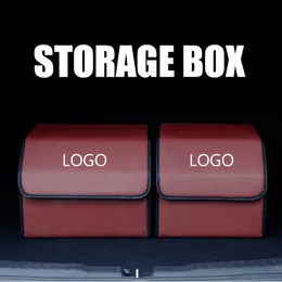 Solid Color Car Trunk Storage BoxCustom Logo Car Organizer Pu Leather Stowing Tidying Waterproof Foldbara lådor Auto Accessoarer
