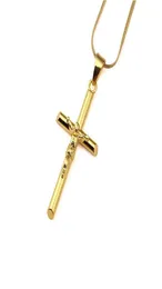Mens 18k Gold Jesus Cross Pendant Necklace Jewelry Charm Fashion Hip Hop Stainless Steel Chain Silver Necklaces For Men Gift7805658