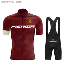 Rowerowe koszulki 2023 Merida Cycling Jerseys Set Breathab Cylling Clothing MTB Racing Ricyc Sportswear Suit pasujący do Rctive Cycling Short Q231107
